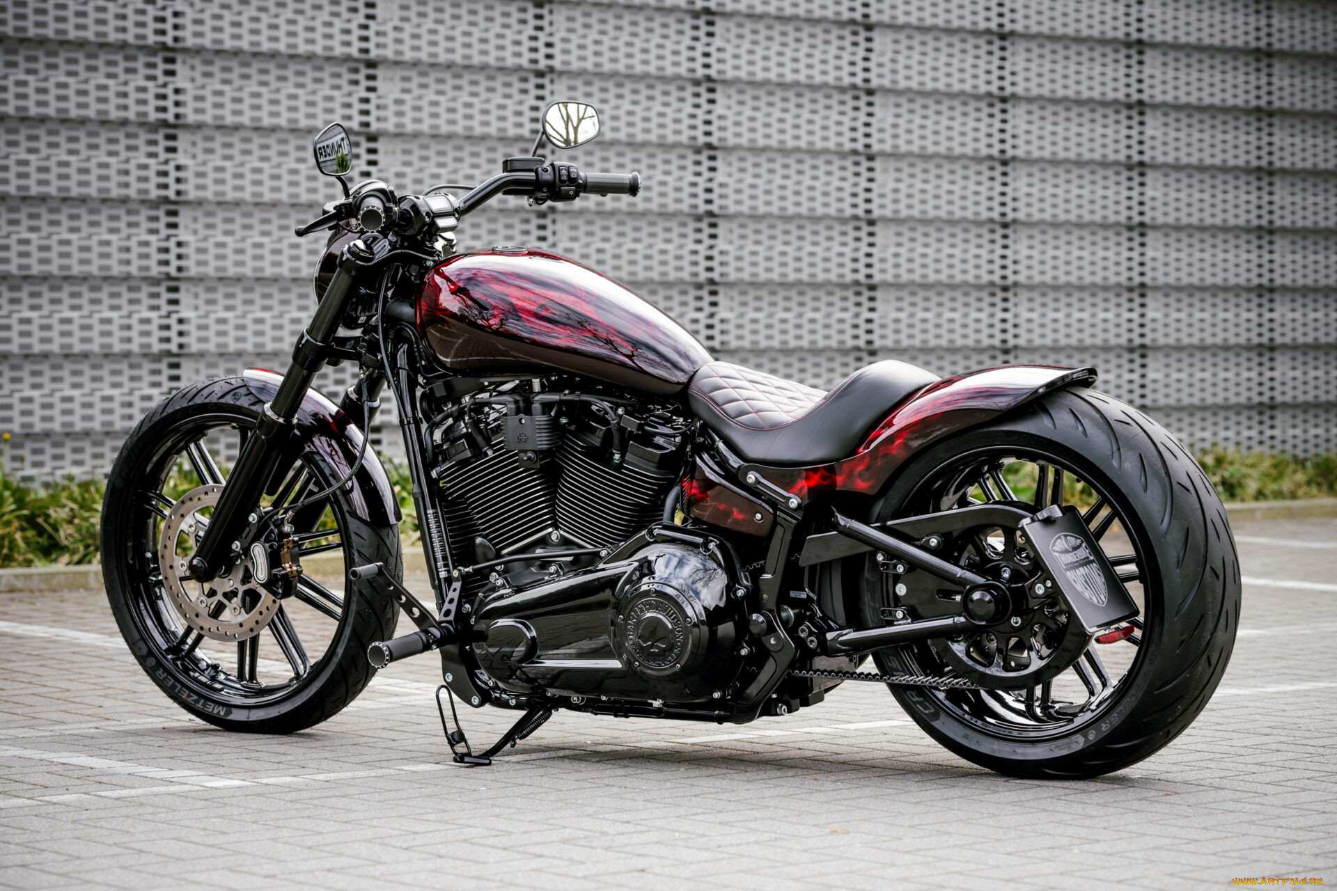 , harley-davidson, softial, brakout, 114, burning, skull, customized, custombikes